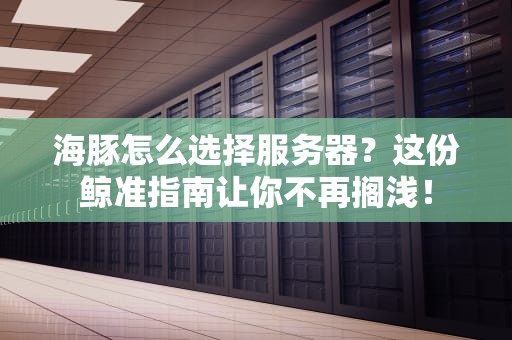 海豚怎么选择服务器？这份鲸准指南让你不再搁浅！