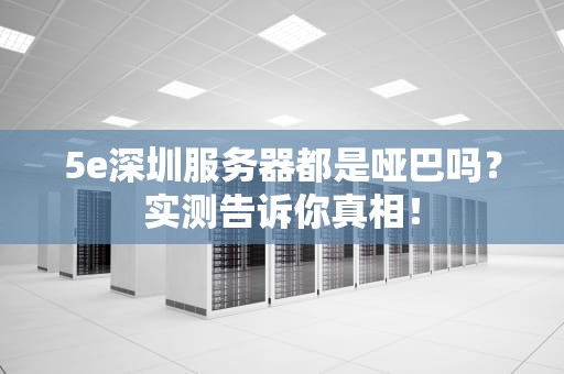 5e深圳服务器都是哑巴吗？实测告诉你真相！