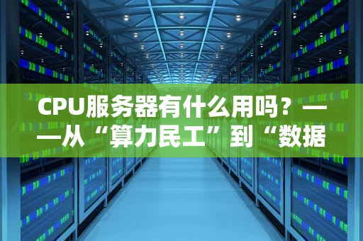 CPU服务器有什么用吗？——从“算力民工”到“数据大厨”的逆袭之路