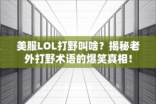 美服LOL打野叫啥？揭秘老外打野术语的爆笑真相！