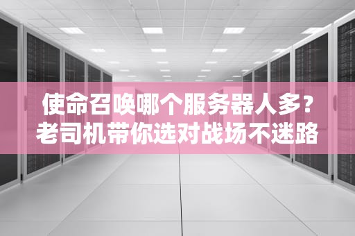 使命召唤哪个服务器人多？老司机带你选对战场不迷路！