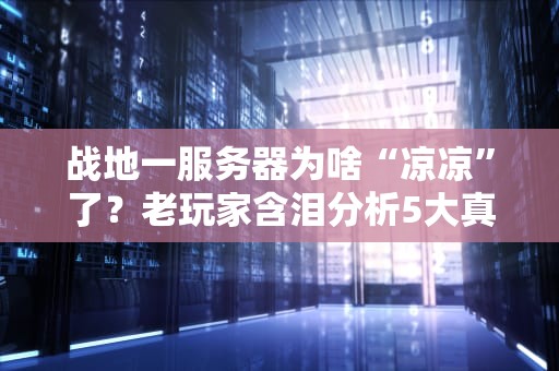 战地一服务器为啥“凉凉”了？老玩家含泪分析5大真相！