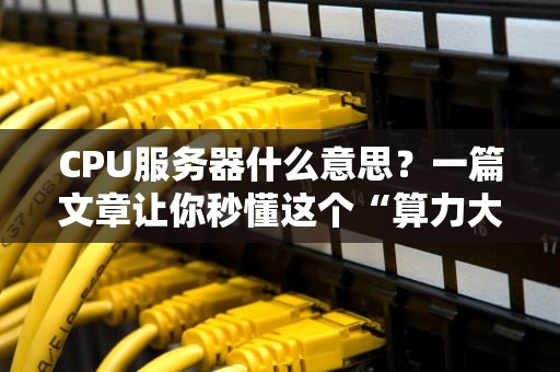 CPU服务器什么意思？一篇文章让你秒懂这个“算力大心脏”！