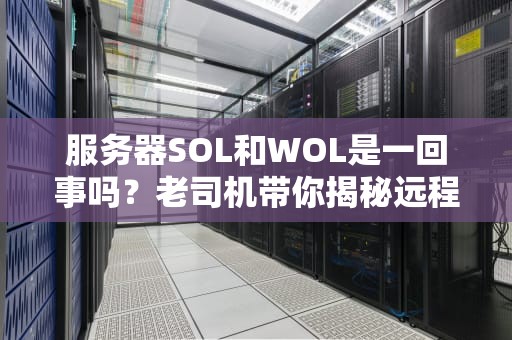 服务器SOL和WOL是一回事吗？老司机带你揭秘远程开机的“真假双胞胎”