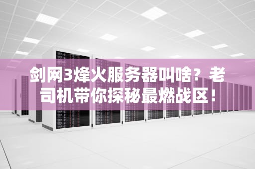 剑网3烽火服务器叫啥？老司机带你探秘最燃战区！
