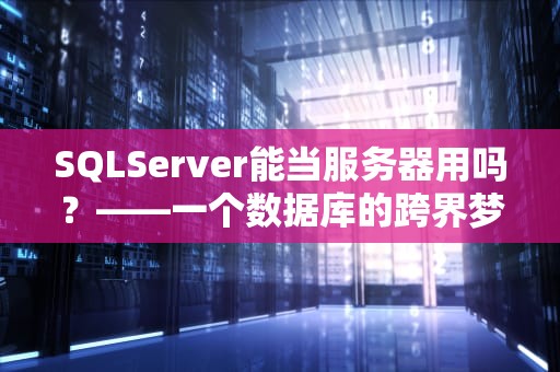 SQLServer能当服务器用吗？——一个数据库的跨界梦想