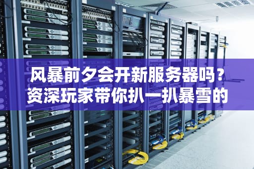风暴前夕会开新服务器吗？资深玩家带你扒一扒暴雪的“套路”