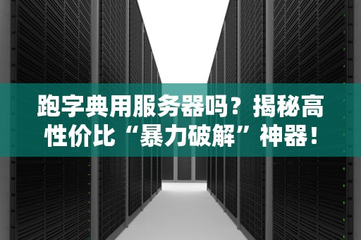 跑字典用服务器吗？揭秘高性价比“暴力破解”神器！