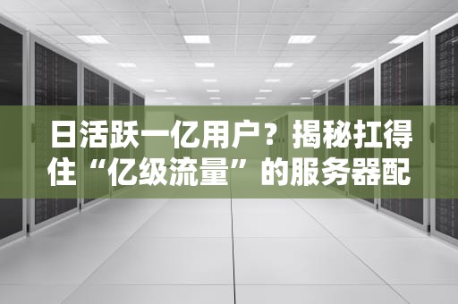 日活跃一亿用户？揭秘扛得住“亿级流量”的服务器配置方案！