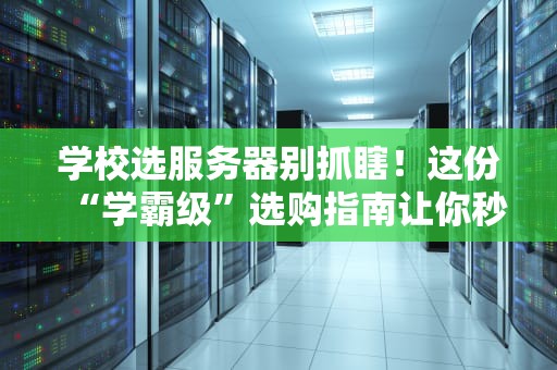 学校选服务器别抓瞎！这份“学霸级”选购指南让你秒变IT老司机