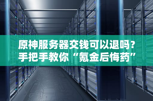原神服务器交钱可以退吗？手把手教你“氪金后悔药”的正确吃法！