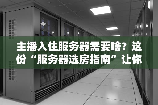 主播入住服务器需要啥？这份“服务器选房指南”让你告别卡成PPT！