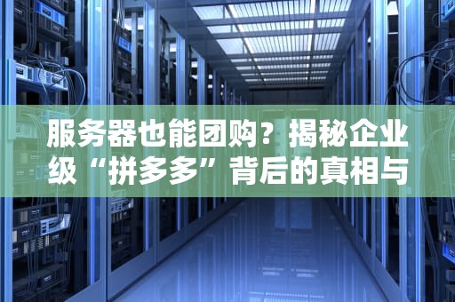 服务器也能团购？揭秘企业级“拼多多”背后的真相与陷阱！