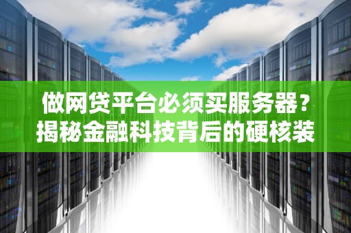 做网贷平台必须买服务器？揭秘金融科技背后的硬核装备！