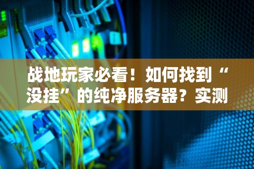 战地玩家必看！如何找到“没挂”的纯净服务器？实测推荐这几种！