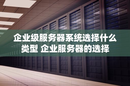 企业级服务器系统选择什么类型 企业服务器的选择