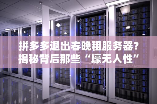 拼多多退出春晚租服务器？揭秘背后那些“壕无人性”的云计算骚操作！