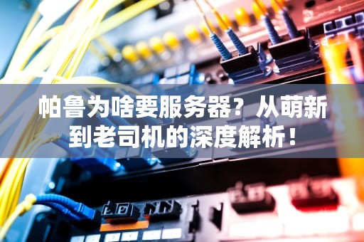 帕鲁为啥要服务器？从萌新到老司机的深度解析！