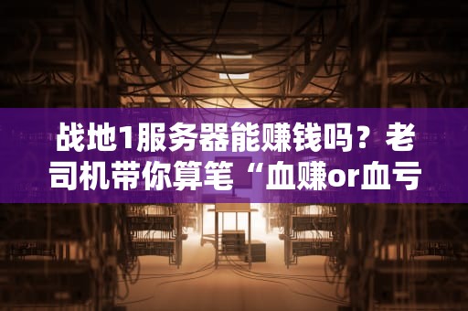 战地1服务器能赚钱吗？老司机带你算笔“血赚or血亏”的账！