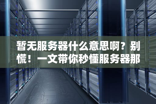 暂无服务器什么意思啊？别慌！一文带你秒懂服务器那些事儿