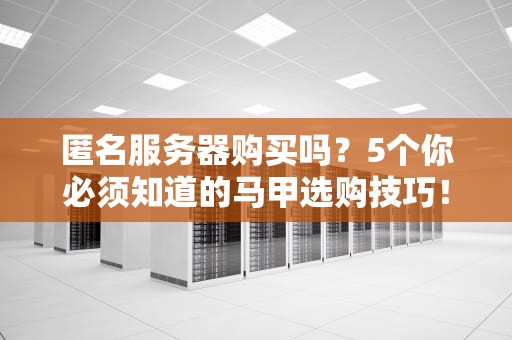 匿名服务器购买吗？5个你必须知道的马甲选购技巧！