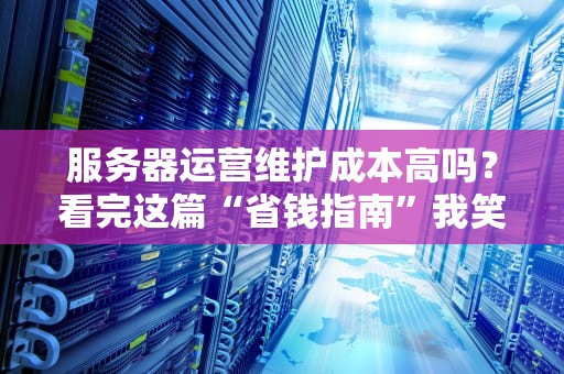 服务器运营维护成本高吗？看完这篇“省钱指南”我笑出了8块腹肌！
