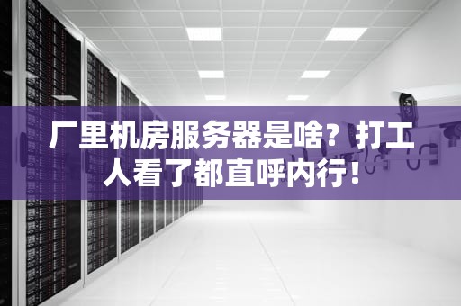 厂里机房服务器是啥？打工人看了都直呼内行！