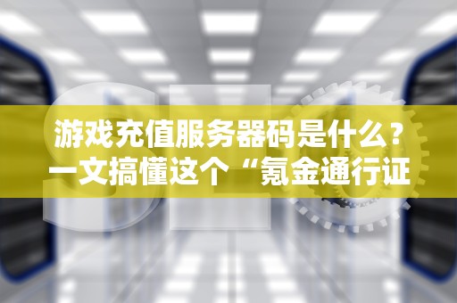 游戏充值服务器码是什么？一文搞懂这个“氪金通行证”的奥秘！