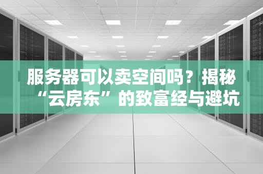 服务器可以卖空间吗？揭秘“云房东”的致富经与避坑指南！