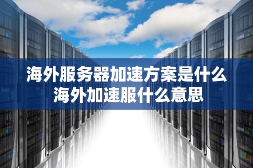 海外服务器加速方案是什么 海外加速服什么意思