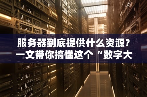 服务器到底提供什么资源？一文带你搞懂这个“数字大管家”的十八般武艺！