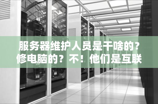 服务器维护人员是干啥的？修电脑的？不！他们是互联网世界的隐形守护者！