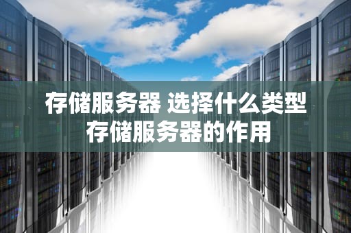 存储服务器 选择什么类型 存储服务器的作用