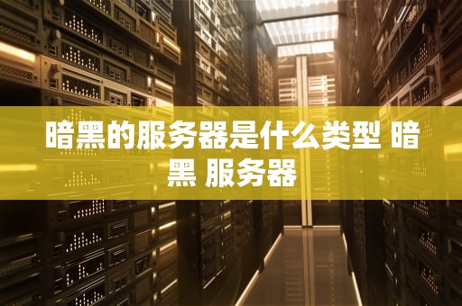 暗黑的服务器是什么类型 暗黑 服务器