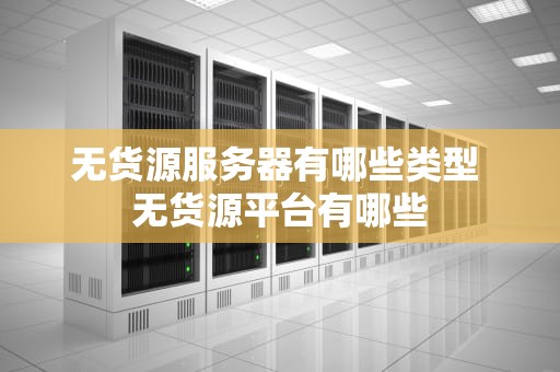 无货源服务器有哪些类型 无货源平台有哪些