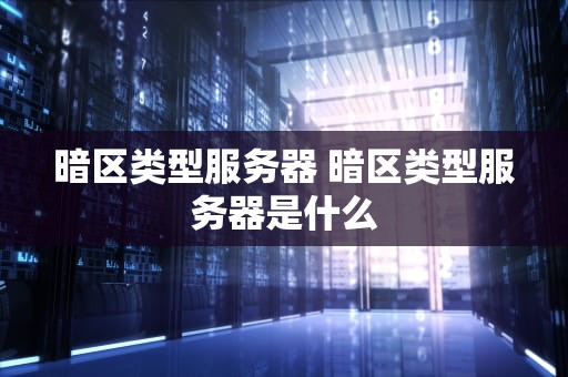 暗区类型服务器 暗区类型服务器是什么