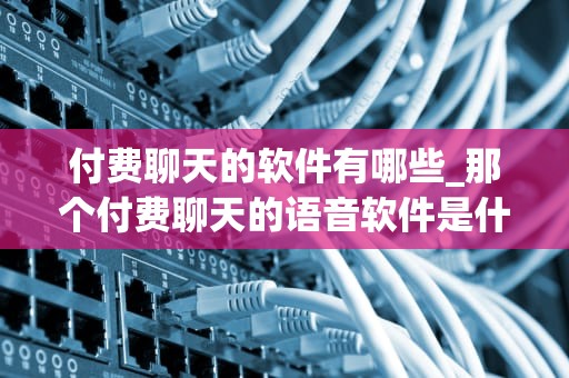 付费聊天的软件有哪些_那个付费聊天的语音软件是什么_探索付费聊天软件的世界