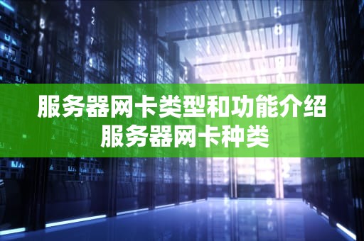 服务器网卡类型和功能介绍 服务器网卡种类
