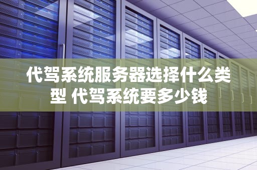 代驾系统服务器选择什么类型 代驾系统要多少钱