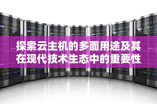 探索云主机的多面用途及其在现代技术生态中的重要性，云主机有什么用途和功能