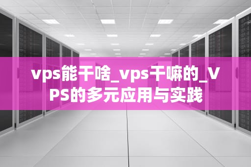 vps能干啥_vps干嘛的_VPS的多元应用与实践