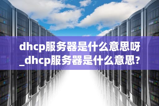 dhcp服务器是什么意思呀_dhcp服务器是什么意思?_深入理解DHCP服务器