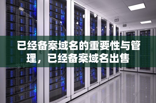 已经备案域名的重要性与管理，已经备案域名出售