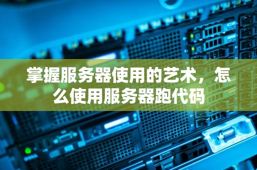 掌握服务器使用的艺术，怎么使用服务器跑代码