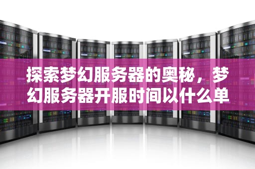 探索梦幻服务器的奥秘，梦幻服务器开服时间以什么单位计算