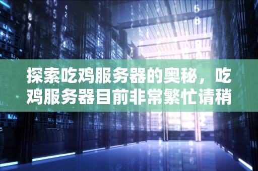 探索吃鸡服务器的奥秘，吃鸡服务器目前非常繁忙请稍后再试怎么回事