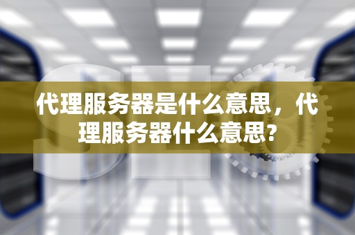 代理服务器是什么意思，代理服务器什么意思?