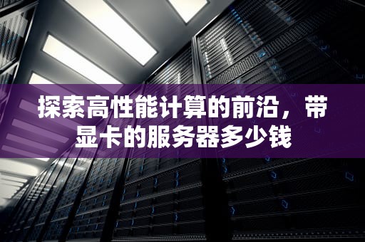 探索高性能计算的前沿，带显卡的服务器多少钱