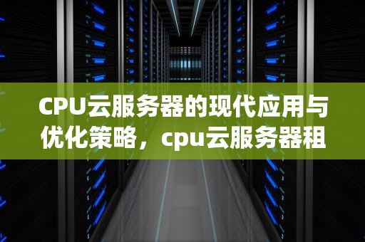 CPU云服务器的现代应用与优化策略，cpu云服务器租用