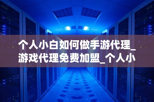 个人小白如何做手游代理_游戏代理免费加盟_个人小白如何做手游代理